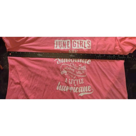 "June Girls Are Sunshine Mixed With A Little Hurricane" T Shirt Neon Pink Sz 3XL - Picture 8 of 9